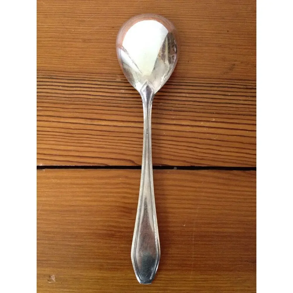 Vintage Bruckmann Silverplate Serving Spoon Antique Flatware 7.5
